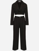 elsa.m by may Compleu de Costum Negru cu Sacou Scurt și Pantaloni cu Curea Verithia