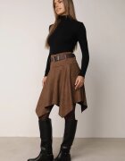 elsa.m by may Fustă asimetrică cu curea Arsagita Bej închis
