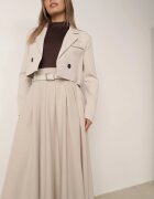 elsa.m by may Fustă bej deschis evazată plisată cu centură cu cataramă Aferna