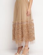 elsa.m by may Fustă bej Maxi din plasă de tul cu bandă elastică în talie Johannah