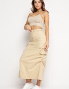 elsa.m by may Fustă Bej Midi cu Buzunare Largi Stil Cargo Talicia