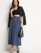 elsa.m by may Fustă de blugi bleumarin maxi din bumbac Nicollta
