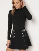 elsa.m by may Fustă Evazată Mini Neagră cu nasturi Allsa