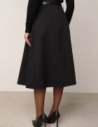 elsa.m by may Fustă midi cu clape decorative și nasturi cu curea cu cataramă Olearia Neagră