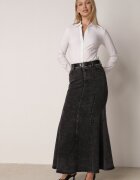 elsa.m by may Fustă Neagră din denim de bumbac cu croială sirenă cu curea Agenia