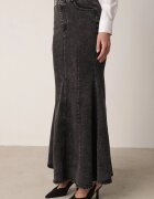 elsa.m by may Fustă Neagră din denim de bumbac cu croială sirenă cu curea Agenia