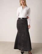 elsa.m by may Fustă Neagră din denim de bumbac cu croială sirenă cu curea Agenia