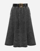 elsa.m by may Fustă neagră din denim midi cu curea Suera