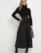 elsa.m by may Fustă Neagră Evazată Maxi din Vascoză Sorvin