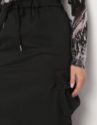 elsa.m by may Fustă Neagră Midi cu Buzunare Largi în Stil Cargo Talicia