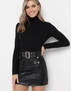 elsa.m by may Fustă Neagră Mini cu Curea Lată cu Cataramă și Buzunare Quinora
