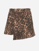 elsa.m by may Fustă-Pantaloni scurți Maro din bumbac cu croială asimetrică cu imprimeu leopard Senalith