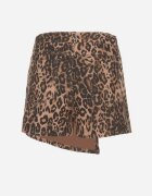 elsa.m by may Fustă-Pantaloni scurți Maro din bumbac cu croială asimetrică cu imprimeu leopard Senalith
