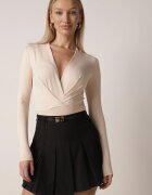 elsa.m by may Fustă-Pantaloni scurți Negre Plisate Cu Talie Înaltă Decorați Cu O Curea Evilinas