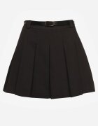 elsa.m by may Fustă-Pantaloni scurți Negre Plisate Cu Talie Înaltă Decorați Cu O Curea Evilinas
