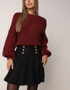 elsa.m by may Fustă plisată din tricot cu vâscoză decorată cu nasturi în stil napoleonian Silvani Neagră
