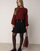 elsa.m by may Fustă plisată din tricot cu vâscoză decorată cu nasturi în stil napoleonian Silvani Neagră