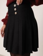 elsa.m by may Fustă plisată din tricot cu vâscoză decorată cu nasturi în stil napoleonian Silvani Neagră