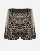elsa.m by may Fustă-șort maro cu imprimeu leopard din imitație de piele cu talie înaltă și curea Allexia