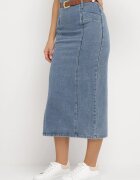 elsa.m by may Fustă tip creion albastră din denim cu curea cu cataramă Fernilla