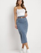 elsa.m by may Fustă tip creion albastră din denim cu curea cu cataramă Fernilla