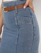 elsa.m by may Fustă tip creion albastră din denim cu curea cu cataramă Fernilla