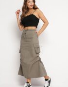 elsa.m by may Fustă Verde închis Midi cu Buzunare Largi în Stil Cargo Talicia