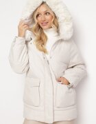 elsa.m by may Geacă Bej Deschis Tip Cutie cu Blană Detașabilă Kyrare