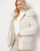 elsa.m by may Geacă Bej Deschis Tip Cutie cu Blană Detașabilă Kyrare