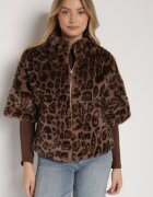 elsa.m by may Geacă de blană leopard cu croi trapezoidal cu mâneci 3/4 Tadeira