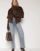 elsa.m by may Geacă de blană leopard cu croi trapezoidal cu mâneci 3/4 Tadeira