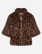 elsa.m by may Geacă de blană leopard cu croi trapezoidal cu mâneci 3/4 Tadeira