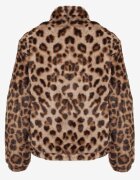 elsa.m by may Geacă Maro de blană cu manșete elastice și guler ridicat cu imprimeu leopard Viazelle