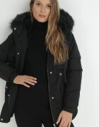 elsa.m by may Geacă Neagră tip cutie cu blană Oreitheia