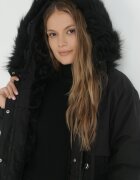 elsa.m by may Geacă Neagră tip cutie cu blană Oreitheia