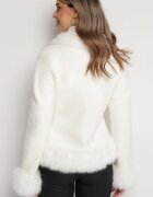 elsa.m by may Jachetă Albă din Viscoză decorată cu blană pufoasă și cu nasturi tip bijuterie Radona