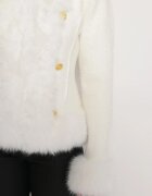 elsa.m by may Jachetă Albă din Viscoză decorată cu blană pufoasă și cu nasturi tip bijuterie Radona