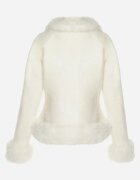elsa.m by may Jachetă Albă din Viscoză decorată cu blană pufoasă și cu nasturi tip bijuterie Radona