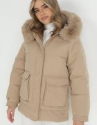 elsa.m by may Jachetă boxy bej cu blană detașabilă Kyrare