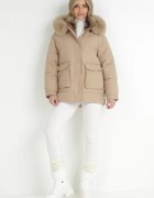 elsa.m by may Jachetă boxy bej cu blană detașabilă Kyrare
