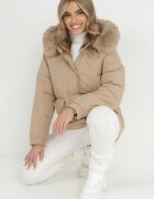 elsa.m by may Jachetă boxy bej cu blană detașabilă Kyrare