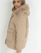 elsa.m by may Jachetă boxy bej cu blană detașabilă Kyrare