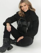 elsa.m by may Jachetă Neagră Biker din Imitație de Piele și Blană Artificială Zadesy