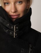 elsa.m by may Jachetă Neagră Biker din Imitație de Velur și Blană Artificială Ves
