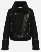 elsa.m by may Jachetă Neagră Biker din Imitație de Velur și Blană Artificială Ves