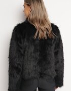 elsa.m by may Jachetă Neagră din Blană Decorată cu un Rând de Nasturi în Stil Retro Sirelanie