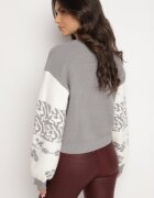 elsa.m by may Kardigan Gri din viscoză deschis cu model geometric Nelandria