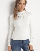 elsa.m by may Maletă Albă din Material Reiat Decorată cu Cirkonia Felorae