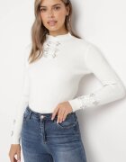 elsa.m by may Maletă Albă din Material Reiat Decorată cu Cirkonia Felorae