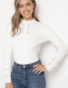 elsa.m by may Maletă Albă din Material Reiat Decorată cu Cirkonia Felorae